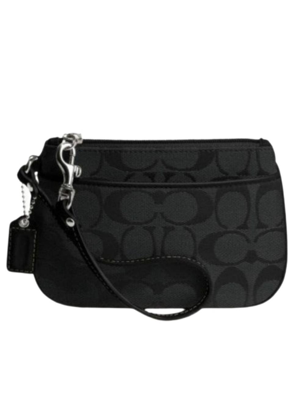 COACH Black Signature C Jacquard Wristlet